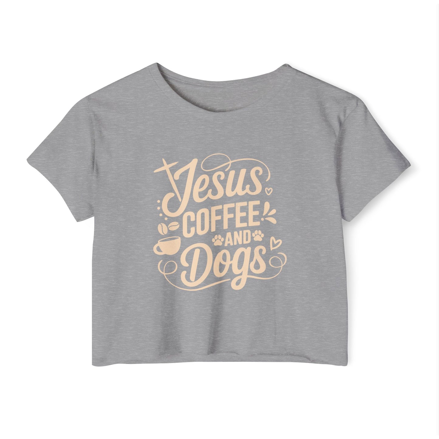 Jesus Coffee and Dogs Crop Top –  Christian Dog Mom Tee