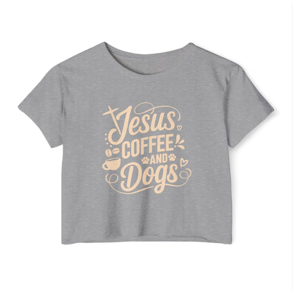 Jesus Coffee and Dogs Crop Top –  Christian Dog Mom Tee