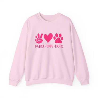 Peace Love Dogs Pink Graphic  Sweatshirt