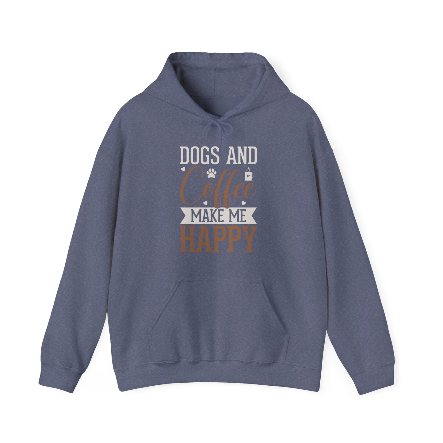 “Dogs and Coffee Make Me Happy” Unisex Hoodie – Cozy Dog Lover & Coffee Addict Sweatshirt