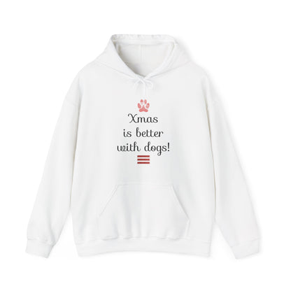 Xmas Is Better with Dogs - Holiday Paw Print Hoodie