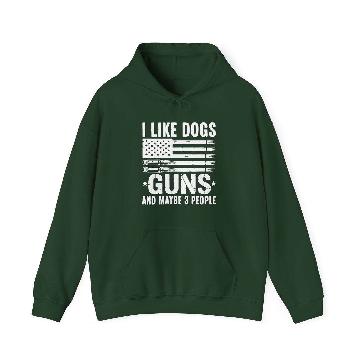 "I Like Dogs, Guns & Maybe 3 People" Patriotic Unisex Hoodie