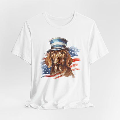 Patriotic Pup Tee – Red, White & Woof!