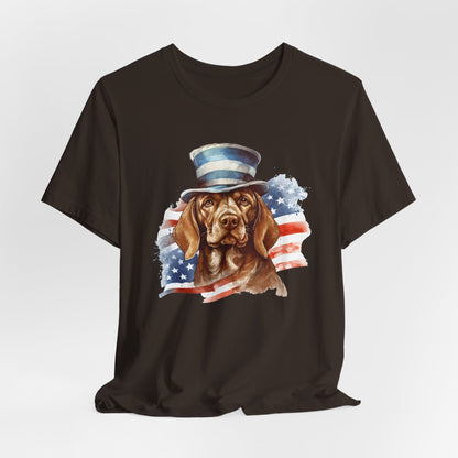 Patriotic Pup Tee – Red, White & Woof!