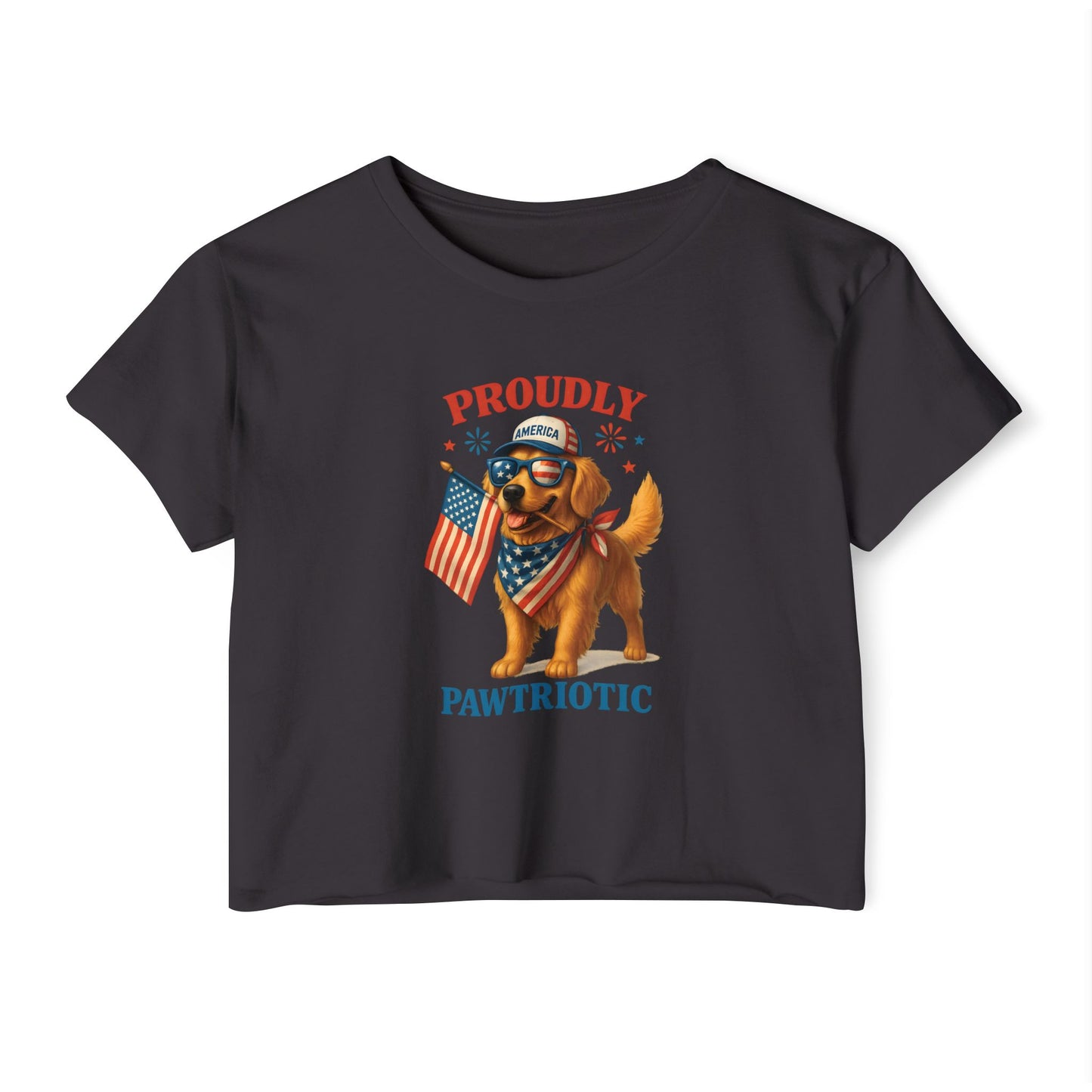 Proudly Pawtriotic Dog Crop Top – 4th of July Patriotic Pet Lover Tee