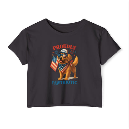 Proudly Pawtriotic Dog Crop Top – 4th of July Patriotic Pet Lover Tee