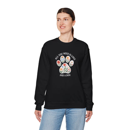 All You Need Is Love & A Dog | Floral Paw Print Sweatshirt