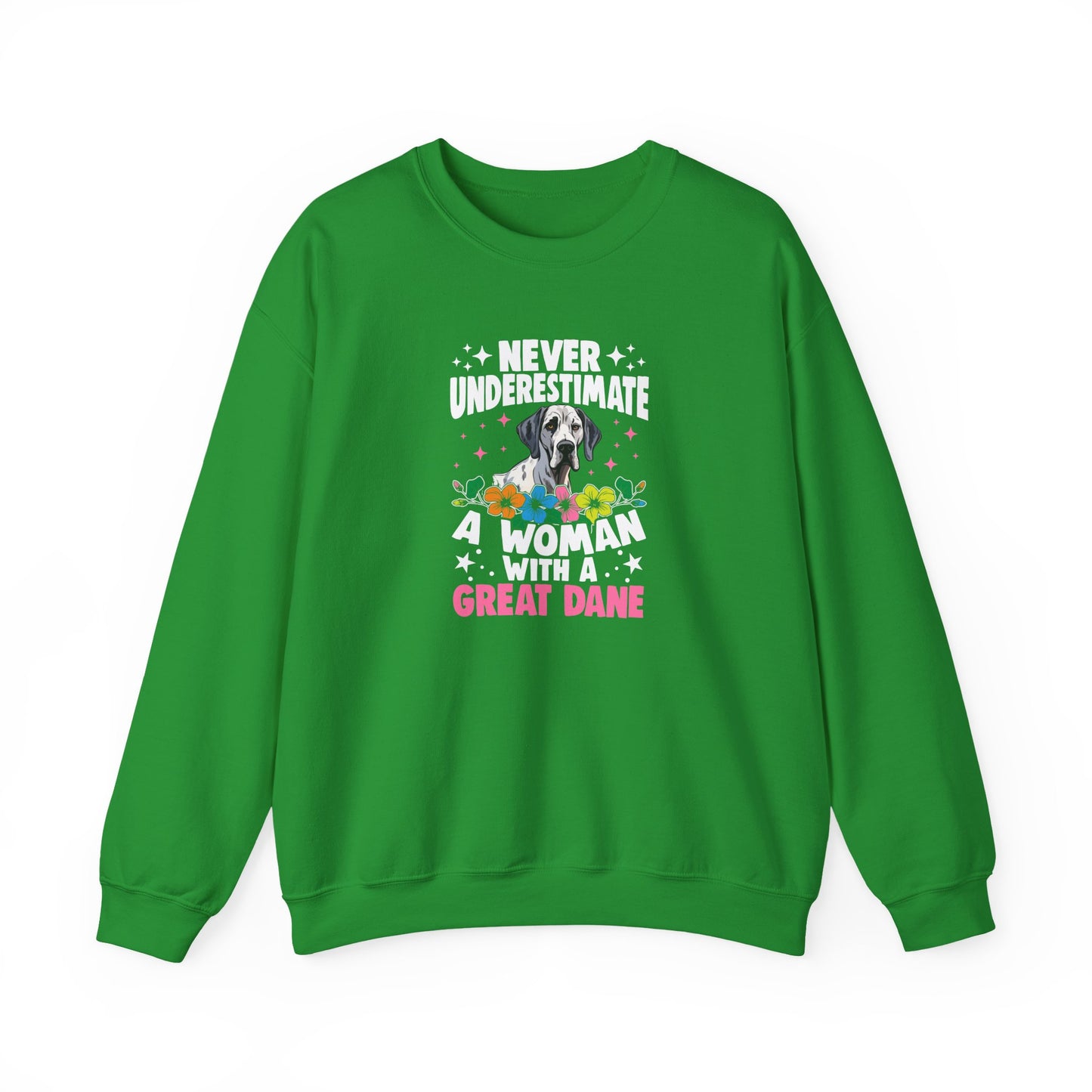 Woman With A Great Dane Sweatshirt | Funny Floral Dog Mom Gift