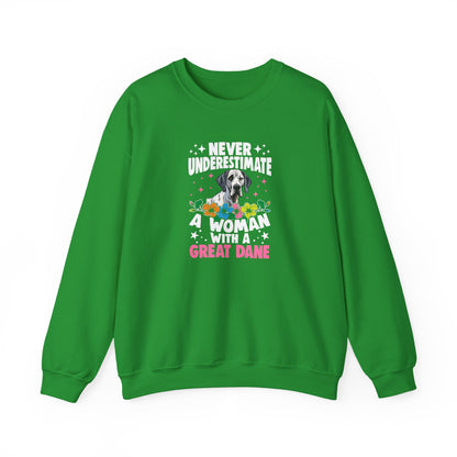 Woman With A Great Dane Sweatshirt | Funny Floral Dog Mom Gift