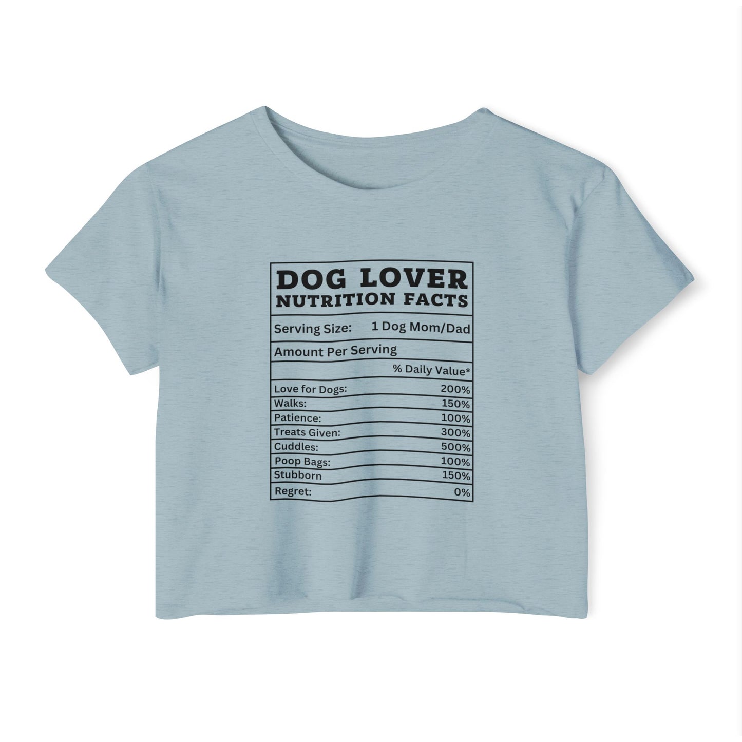 Dog Lover Nutrition Facts Crop Top – Funny Dog Mom Tee