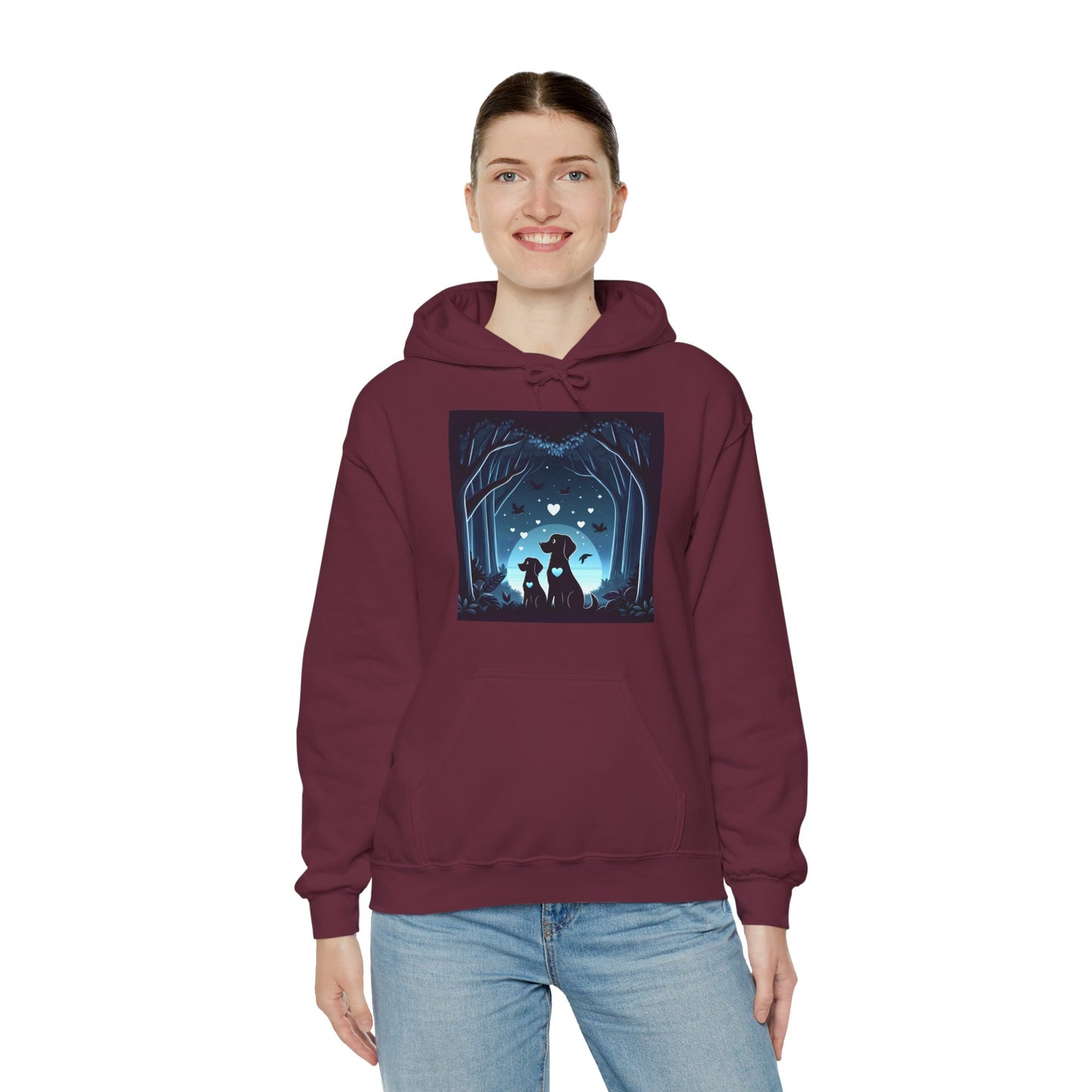 Dog Love in the Moonlight - Forest Unisex Hoodie