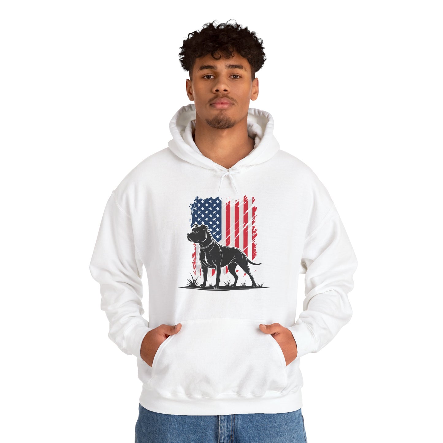 Patriotic Pitbull Unisex Hoodie – American Flag Dog Lover