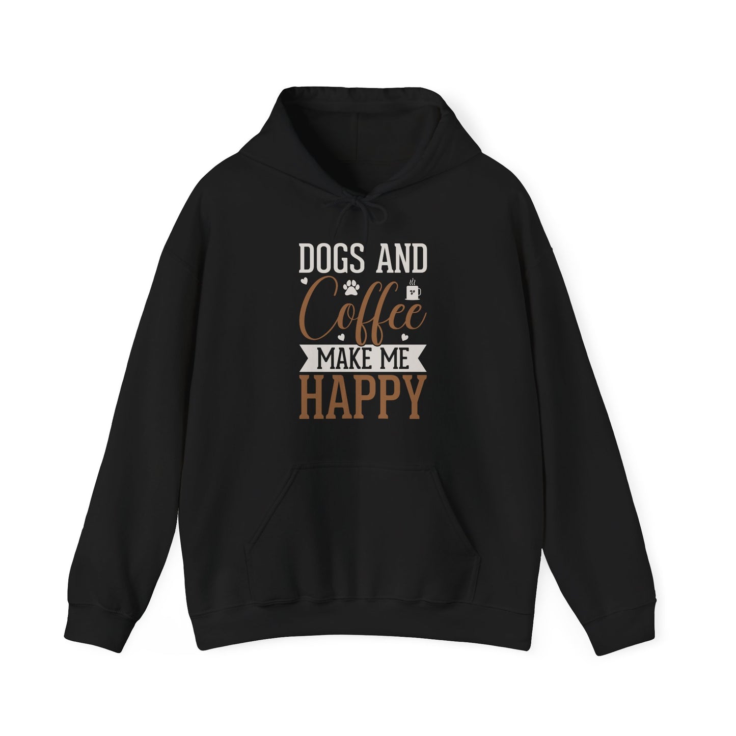 “Dogs and Coffee Make Me Happy” Unisex Hoodie – Cozy Dog Lover & Coffee Addict Sweatshirt