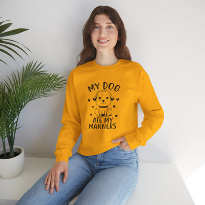 "My Dog Ate My Manners" Funny Sweatshirt