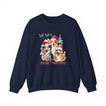 "We Woof You a Merry Christmas" Trio Dog Unisex Sweatshirt