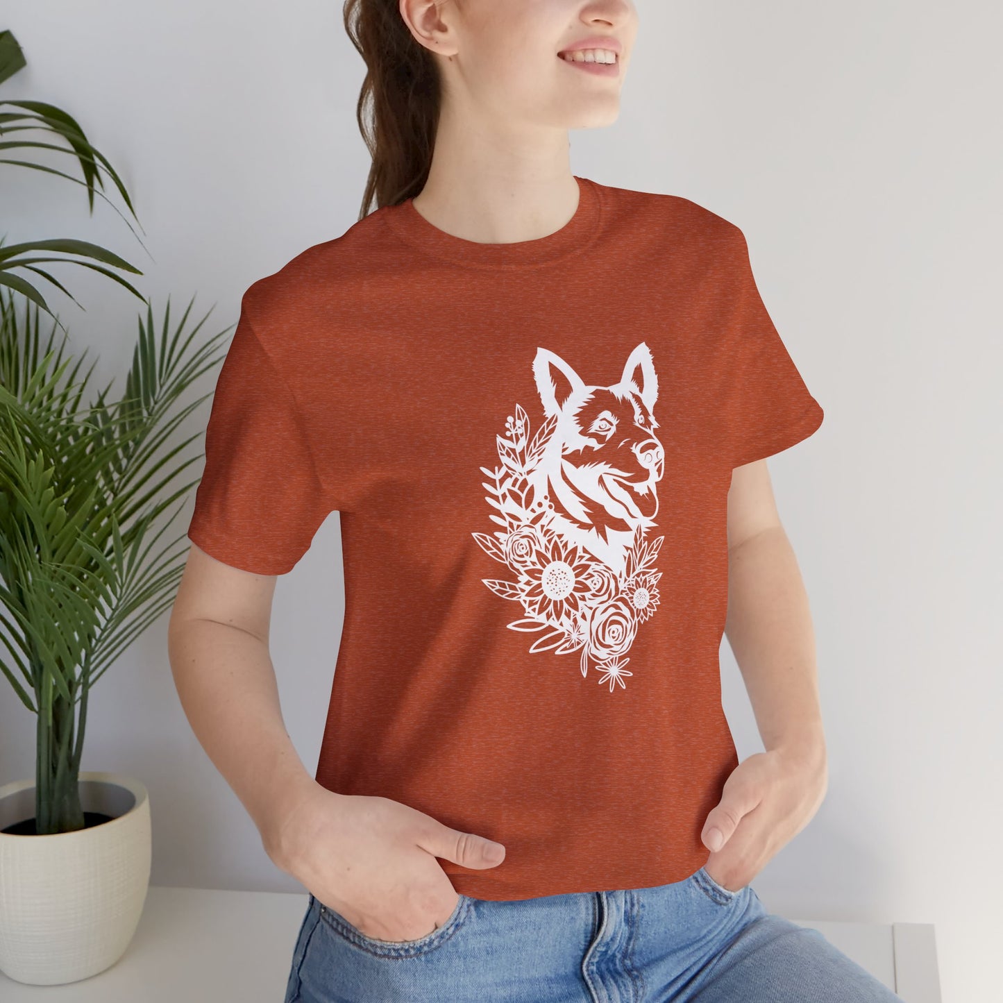 Floral German Shepherd Unisex T-Shirt