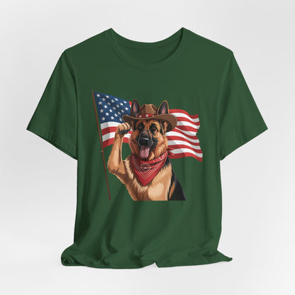 Stars, Stripes & Shepherds Tee – Cowboy Canine Patriot