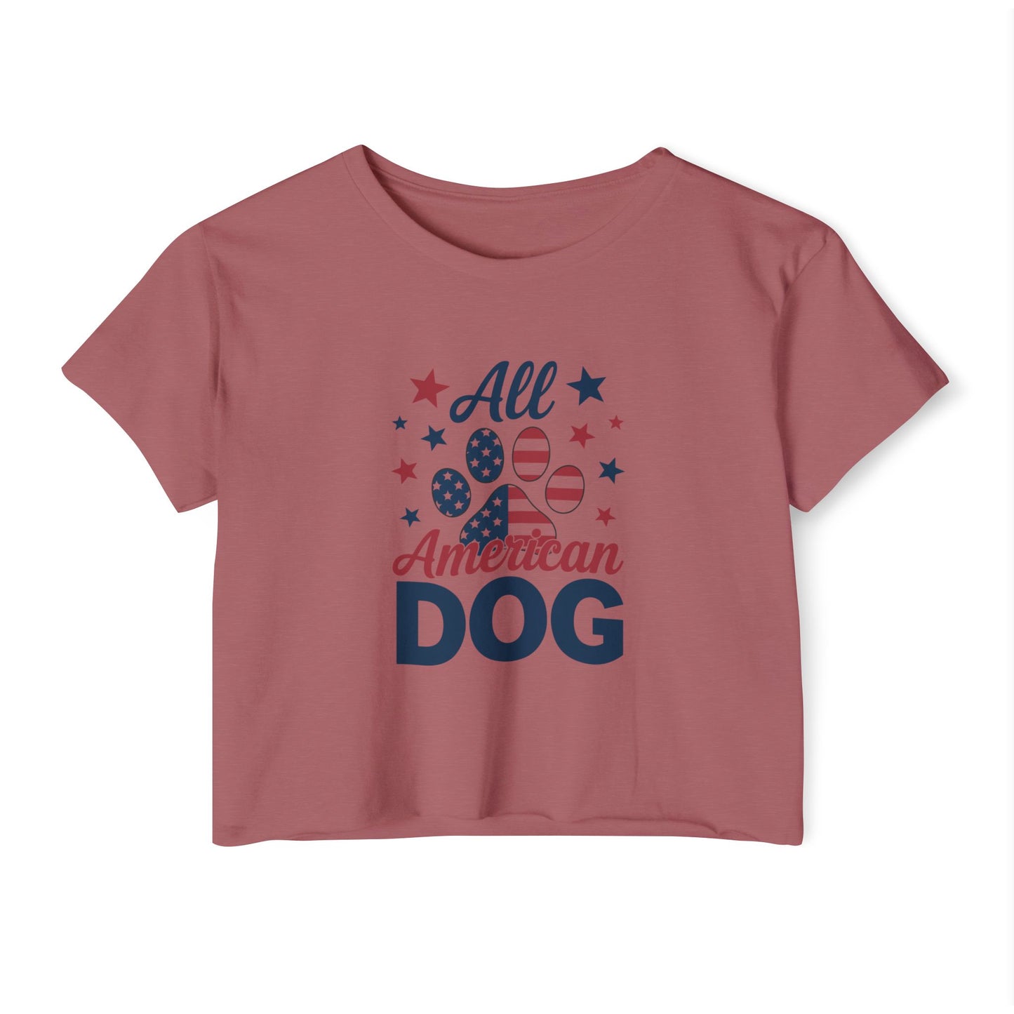 All American Dog Crop Top – Patriotic 4th of July Pet Lover Tee
