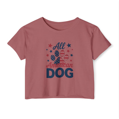 All American Dog Crop Top – Patriotic 4th of July Pet Lover Tee
