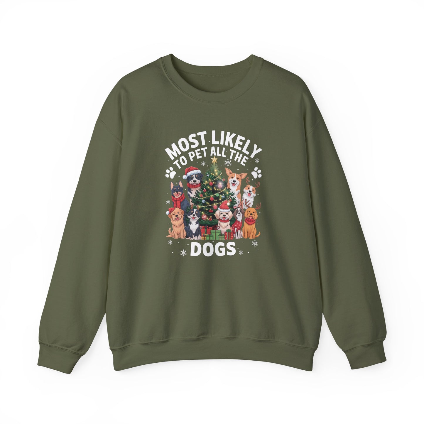 Most Likely to Pet All the Dogs Christmas Unisex Sweatshirt