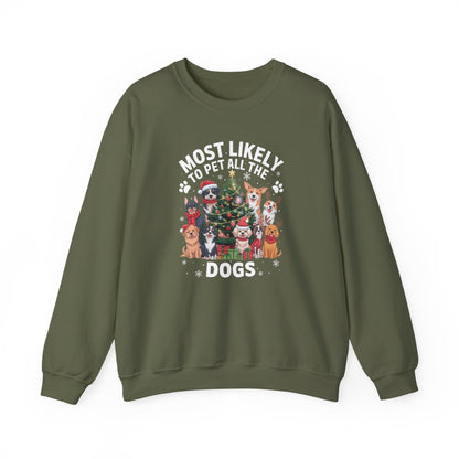 Most Likely to Pet All the Dogs Christmas Unisex Sweatshirt