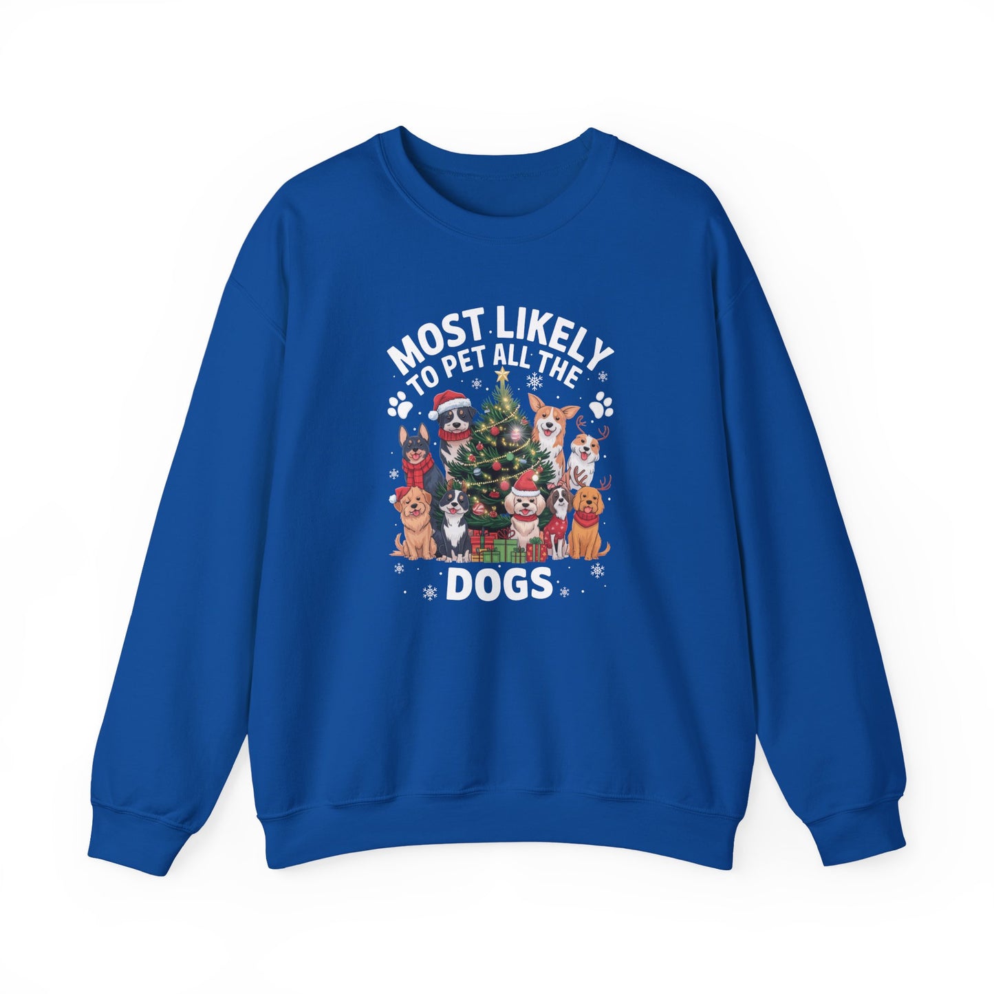 Most Likely to Pet All the Dogs Christmas Unisex Sweatshirt