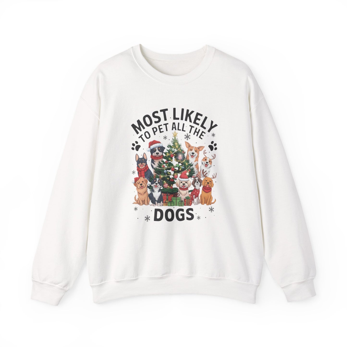 Most Likely to Pet All the Dogs Christmas Unisex Sweatshirt