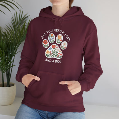 All You Need Is Love & A Dog | Floral Paw Print Hoodie