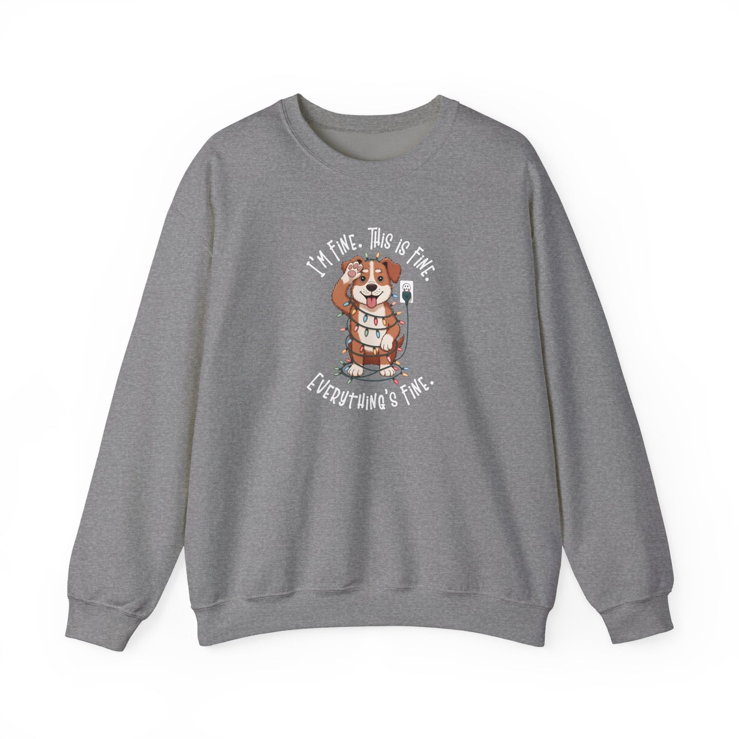 I'm Fine This Is Fine Dog Christmas Lights Sweatshirt