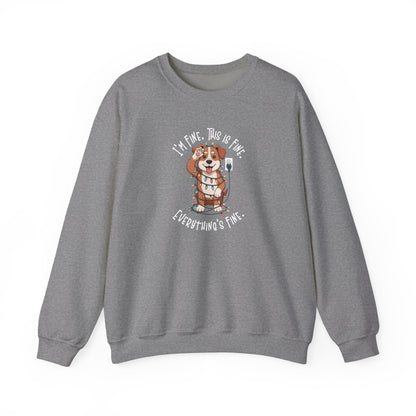 I'm Fine This Is Fine Dog Christmas Lights Sweatshirt